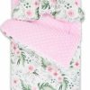 Fusák do kočárku, spacáček minky s polštářkem Flowers - růžový/sv. růžový